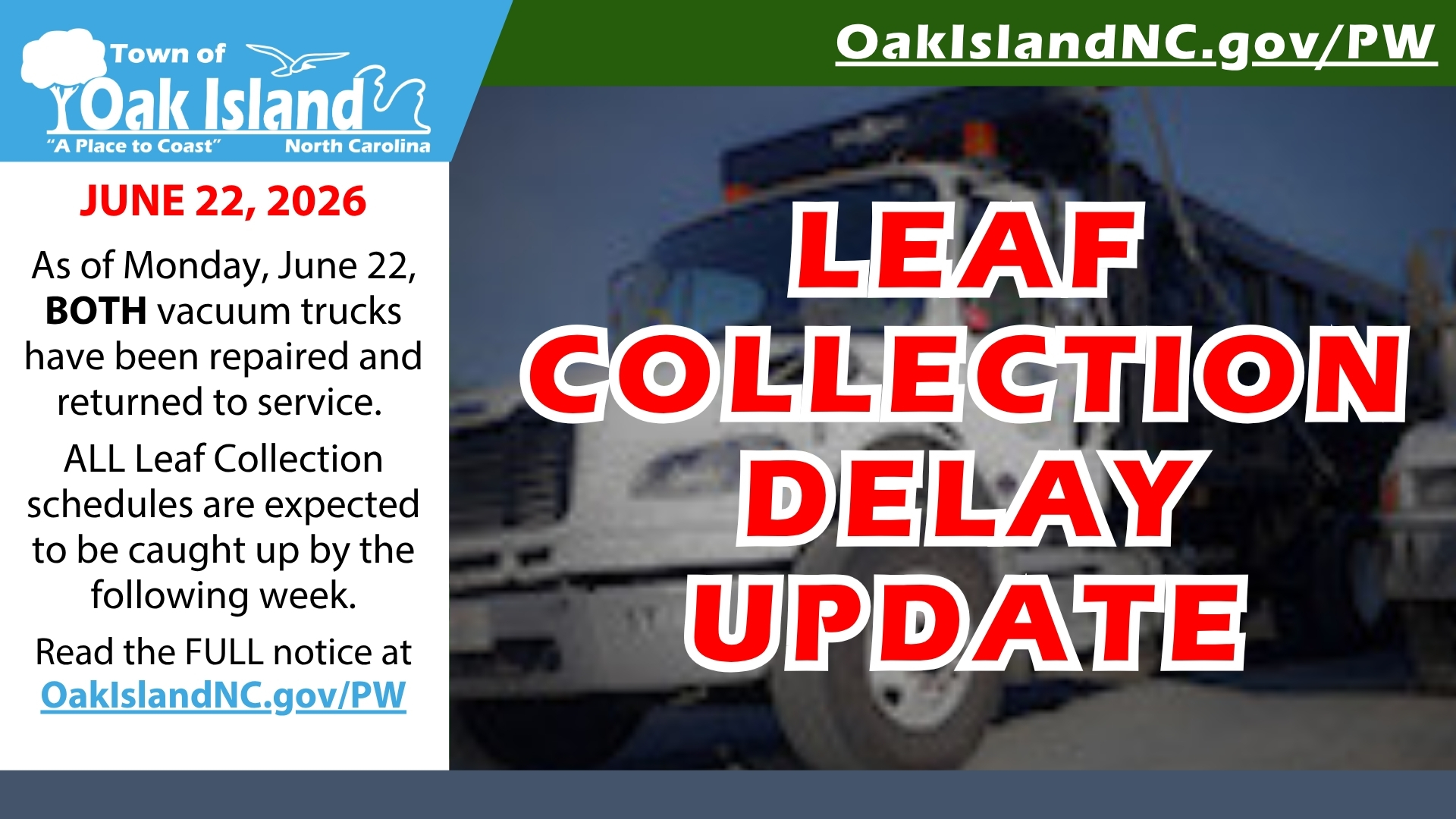 Leaf Collection Delay Notice