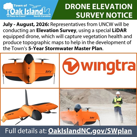 Drone Survey Notice graphic featuring the Wingtra Ray Drone